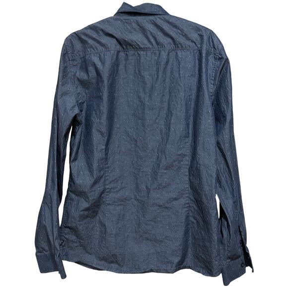 Guess Button Up Shirt Mens Size M Blue All Over Print Slim Fit 100% Cotton - Picture 2 of 9